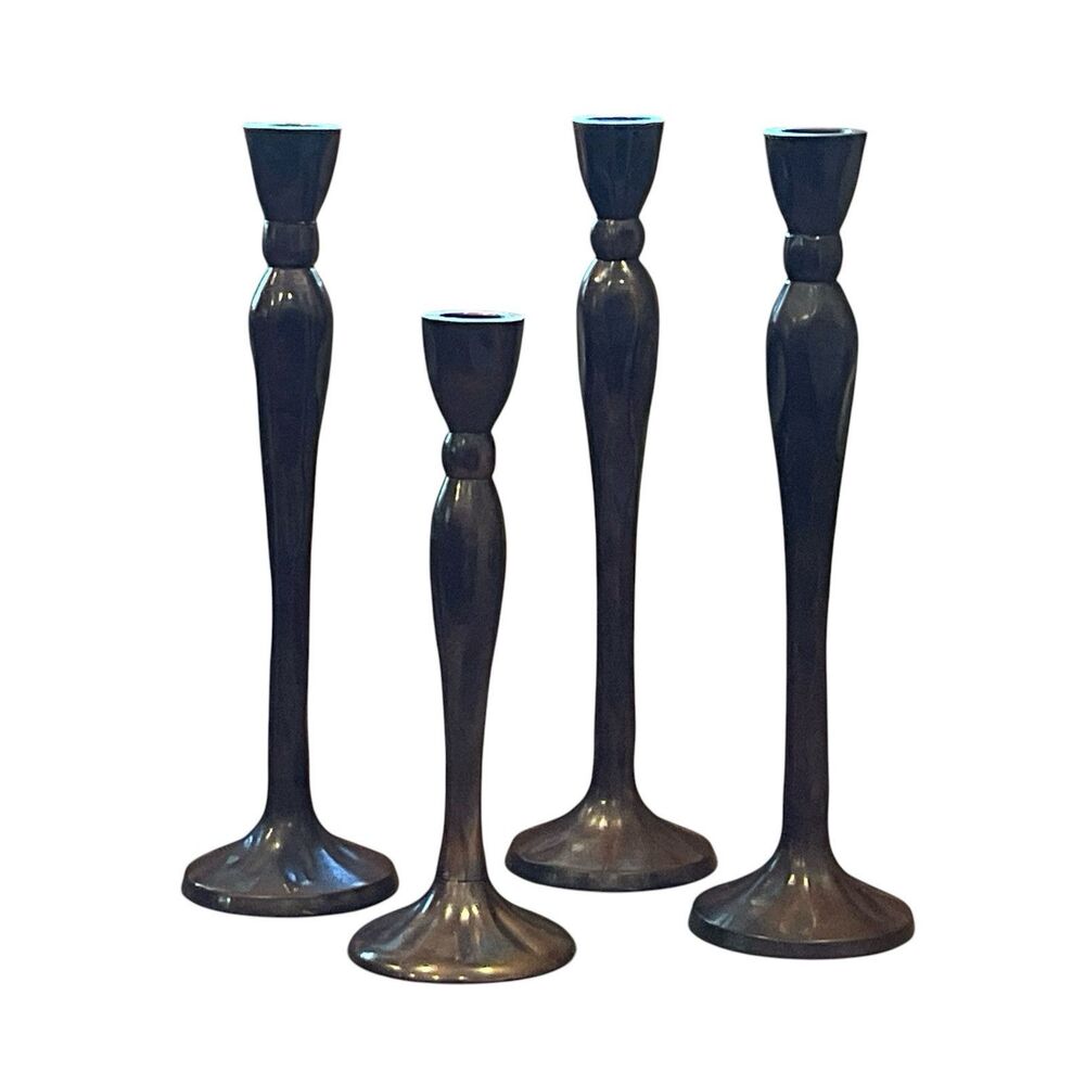 Bronze Candle Holders Brutalist Design Modern Set Of 4 Vintage MCM